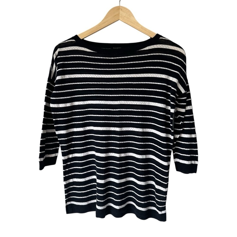 Talbots Navy and White Striped Lightweight Summer Sweater Top, MP
